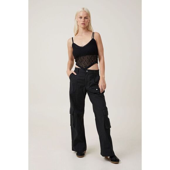 Cotton on Hayden cargo pant in black size 2 US - Picture 1 of 12